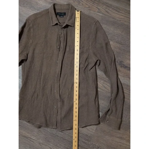 Cotton on Garments Men's Button Down Shirt Waffle Brown Small - Picture 11 of 16